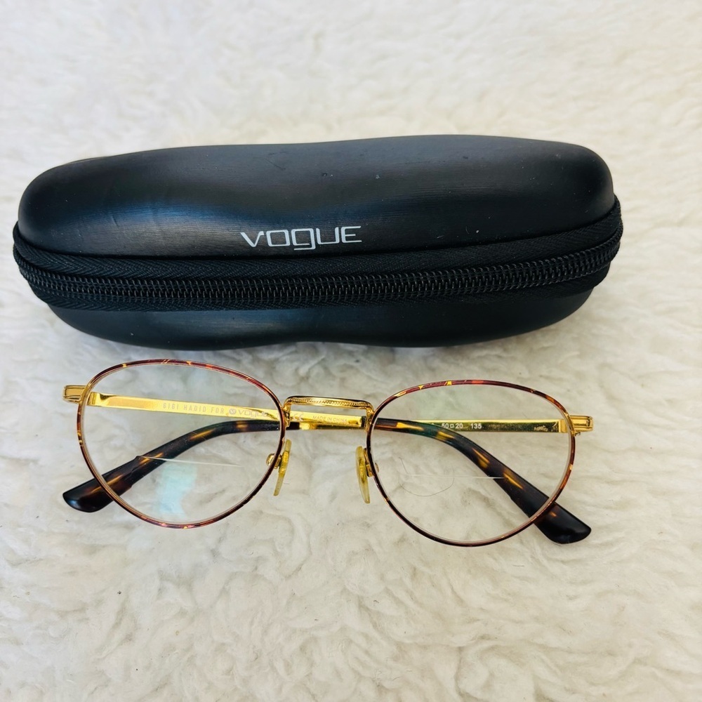 Vogue Gold and Brown Tortoiseshell Glasses Frame Only with Black Case